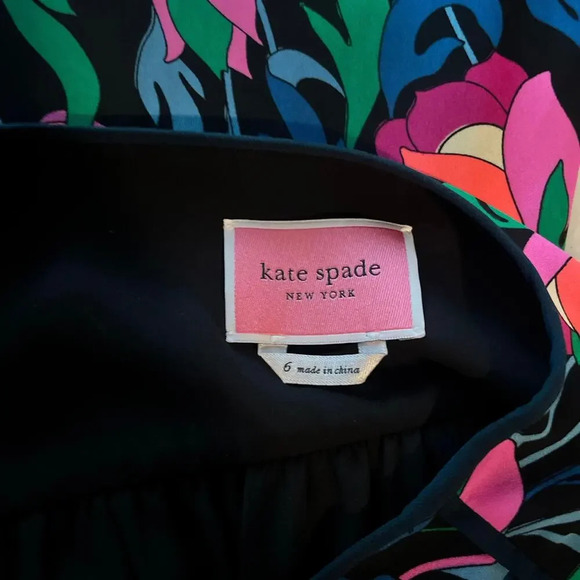 Kate Spade Floral Swirl Surplice Dress Size 6 Bright Wrap Ruffle Hem - Picture 6 of 8